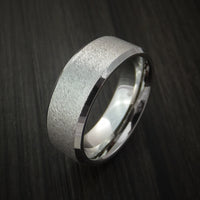 Titanium Ring with Unique Angle Stone Finish Custom Made Band