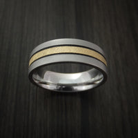 Cobalt Chrome Band with 14K Yellow Gold Florentine Inlay Custom Made Ring
