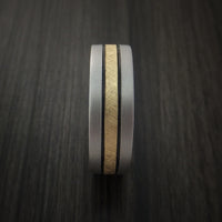 Cobalt Chrome Band with 14K Yellow Gold Florentine Inlay Custom Made Ring