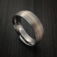 Cobalt Chrome Band with Silver Inlay and 14K Rose Gold Inlays Custom Made