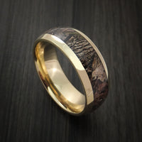 King's Camo WOODLAND SHADOW and 14K Yellow Gold Ring Camo Style Band Made Custom