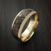 King's Camo WOODLAND SHADOW and 14K Yellow Gold Ring Camo Style Band Made Custom