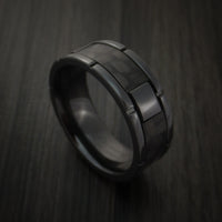 Black Zirconium and Carbon Fiber Weave Pattern Ring Custom Made