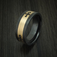 Black Zirconium and 14K Yellow Gold with Egyptian ANKH Custom Made Ring