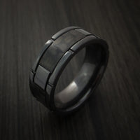 Black Zirconium and Carbon Fiber Weave Pattern Ring Custom Made