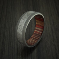 Titanium and Gibeon Meteorite Band with English Oak Wood Sleeve Custom Made Band