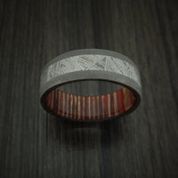 Titanium and Gibeon Meteorite Band with English Oak Wood Sleeve Custom Made Band