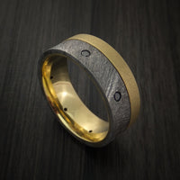 Gibeon Meteorite and Yellow Gold Band with Black Diamonds