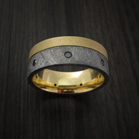Gibeon Meteorite and Yellow Gold Band with Black Diamonds