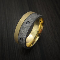 Gibeon Meteorite and Yellow Gold Band with Black Diamonds