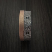 Gibeon Meteorite and Rose Gold Band with Black Diamonds