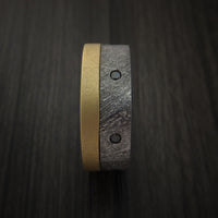 Gibeon Meteorite and Yellow Gold Band with Black Diamonds