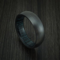 Black Titanium and Indigo Wood Hard Wood Sleeve Ring Custom Made