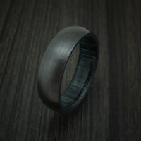 Black Titanium and Indigo Wood Hard Wood Sleeve Ring Custom Made