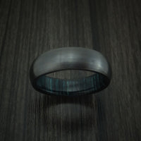 Black Titanium and Indigo Wood Hard Wood Sleeve Ring Custom Made