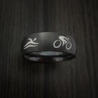Black Zirconium Triathlon Band Custom Made Ring