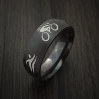 Black Titanium Triathlon Band Custom Made Ring