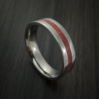 Titanium Ring with Coral Inlay Custom Made Band