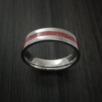 Titanium Ring with Coral Inlay Custom Made Band