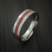 Titanium Ring with Coral Inlay Custom Made Band