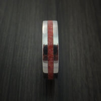 Titanium Ring with Coral Inlay Custom Made Band