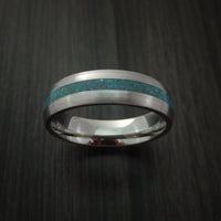 Titanium Ring with Turquoise Inlay Custom Made Band