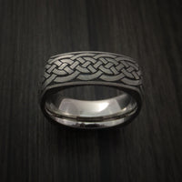 Square Titanium Celtic Band with Knot Design Custom Made