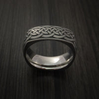 Square Titanium Celtic Band with Knot Design Custom Made