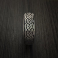 Square Titanium Celtic Band with Knot Design Custom Made
