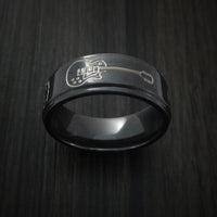 Black Zirconium with Guitars Design Musicians Custom Ring