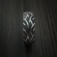 Black Titanium Ring Textured Tread Pattern Band Made to Any Sizing 3-22