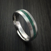 Titanium Ring with Malachite Stone Inlay Custom Made