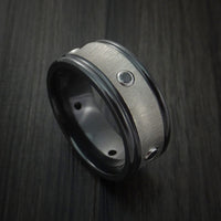 Black Zirconium Ring with Zirconium Inlay and Black Diamonds