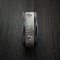 Black Zirconium Ring with Zirconium Inlay and Black Diamonds