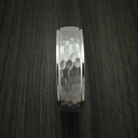 Titanium Hammered Ring with Jack Daniels Whiskey Barrel Wood Sleeve Custom Made Band