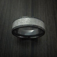 Black Titanium Hammered Ring with Gibeon Meteorite Inlay Custom Made