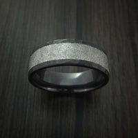 Black Zirconium Hammered Ring with Gibeon Meteorite Inlay Custom Made