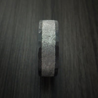 Black Zirconium Hammered Ring with Gibeon Meteorite Inlay Custom Made