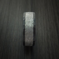 Black Titanium Hammered Ring with Gibeon Meteorite Inlay Custom Made