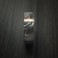 Damascus Steel with 14K Gold and Black Diamond Custom Made Band