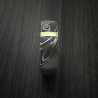 Damascus Steel with 14K Gold and Black Diamond Custom Made Band