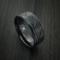 Black Zirconium Satin and Polish Weave Ring Custom Made