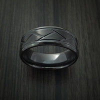 Black Zirconium Satin and Polish Weave Ring Custom Made