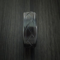 Black Zirconium Satin and Polish Weave Ring Custom Made