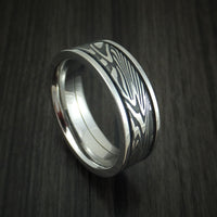 Sunset Kuro Damascus Steel in Cobalt Chrome Wedding Band Custom Made