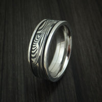 Sunset Kuro Damascus Steel in Cobalt Chrome Wedding Band Custom Made