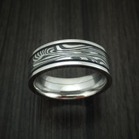 Sunset Kuro Damascus Steel in Cobalt Chrome Wedding Band Custom Made