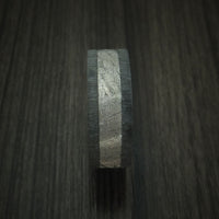 Black Zirconium Ring with Gibeon Meteorite and Hardwood Sleeve Custom Made Band