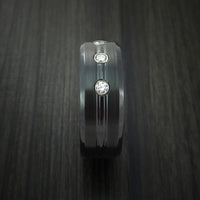 Black Zirconium Ring with Diamonds Custom Made Band