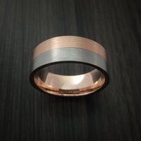 Titanium and Gold Ring Style with Solid 14k Rose Gold Inner Sleave Wedding Band Custom made to Any Size